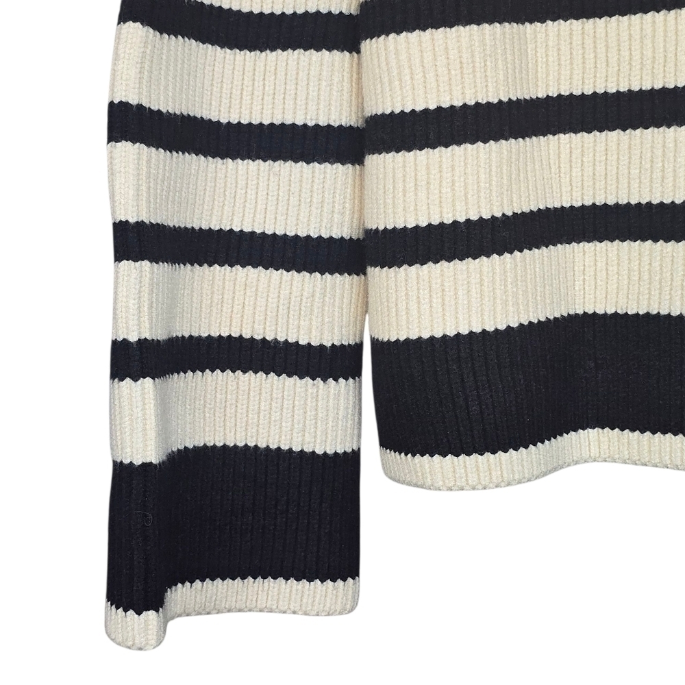 BlankNYC Turn-Neck Peak Hour Striped Sweater Ivory Black NWT Size Small - Picture 5 of 16